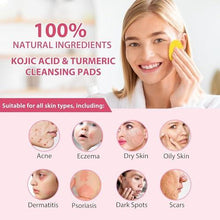 Load image into Gallery viewer, Turmeric Cleansing Pads, Kojic Acid & Turmeric Cleansing Pads for Dark Spots, Turmeric Pads Infused Cotton Exfoliating Pads, Turmeric Kojic Pads for Face, Helps Balance Skin Oil.