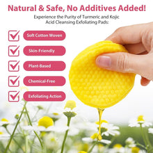 Load image into Gallery viewer, Turmeric Cleansing Pads, Kojic Acid & Turmeric Cleansing Pads for Dark Spots, Turmeric Pads Infused Cotton Exfoliating Pads, Turmeric Kojic Pads for Face, Helps Balance Skin Oil