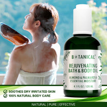 Load image into Gallery viewer, Botanical Bath & Body Oil | Rejuvenating Almond & Palmarosa | Organic, Pure, Natural Skincare (4.1 fl oz | 120 ml).