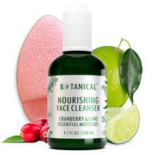 Load image into Gallery viewer, Botanical Nourishing Face Cleanser | Complexion Brightening Cranberry & Lime | Organic, Pure, Natural Skincare (4.1 fl oz | 120 ml).