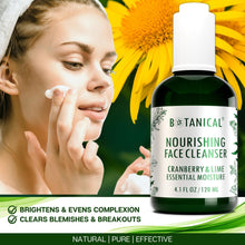 Load image into Gallery viewer, Botanical Nourishing Face Cleanser | Complexion Brightening Cranberry & Lime | Organic, Pure, Natural Skincare (4.1 fl oz | 120 ml).