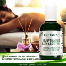 Load image into Gallery viewer, Botanical Bath & Body Oil | Rejuvenating Almond & Palmarosa | Organic, Pure, Natural Skincare (4.1 fl oz | 120 ml).