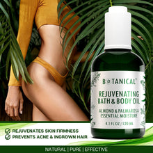 Load image into Gallery viewer, Botanical Bath & Body Oil | Rejuvenating Almond & Palmarosa | Organic, Pure, Natural Skincare (4.1 fl oz | 120 ml).