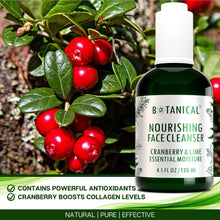 Load image into Gallery viewer, Botanical Nourishing Face Cleanser | Complexion Brightening Cranberry & Lime | Organic, Pure, Natural Skincare (4.1 fl oz | 120 ml).