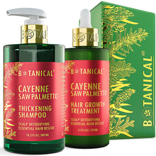 Load image into Gallery viewer, Botanical Hair Growth Lab - Scalp Treatment and Shampoo Gift Set - Cayenne Saw Palmetto - Essential Hair Recovery - Extra Strength - For Hair Loss and Hair Thinning Prevention.