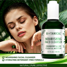 Load image into Gallery viewer, Botanical Nourishing Face Cleanser | Complexion Brightening Cranberry & Lime | Organic, Pure, Natural Skincare (4.1 fl oz | 120 ml).