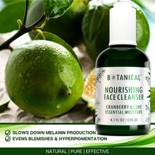 Load image into Gallery viewer, Botanical Nourishing Face Cleanser | Complexion Brightening Cranberry & Lime | Organic, Pure, Natural Skincare (4.1 fl oz | 120 ml).