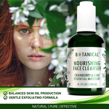 Load image into Gallery viewer, Botanical Nourishing Face Cleanser | Complexion Brightening Cranberry & Lime | Organic, Pure, Natural Skincare (4.1 fl oz | 120 ml).