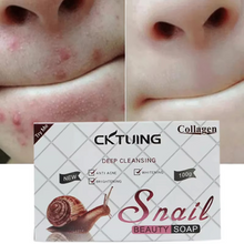 Load image into Gallery viewer, Cktuing Snail Essence Soap Bar – Collagen & Mucin Face Cleansing Soap for Wrinkle Removal, Acne Scar Treatment & Anti-Aging – Hydrating Facial Bar for Smooth, Clear Skin – 100g