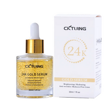 Load image into Gallery viewer, 24K Gold Serum for Face - Premium Anti-Aging Treatment with Real Gold Flakes, Hyaluronic Acid &amp; Vitamin E - Brightening, Hydrating &amp; Wrinkle Reduction - 30 ml
