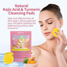 Load image into Gallery viewer, Turmeric Cleansing Pads, Kojic Acid &amp; Turmeric Cleansing Pads for Dark Spots, Turmeric Pads Infused Cotton Exfoliating Pads, Turmeric Kojic Pads for Face, Helps Balance Skin Oil.
