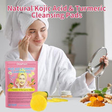 Load image into Gallery viewer, Turmeric Cleansing Pads, Kojic Acid &amp; Turmeric Cleansing Pads for Dark Spots, Turmeric Pads Infused Cotton Exfoliating Pads, Turmeric Kojic Pads for Face, Helps Balance Skin Oil.
