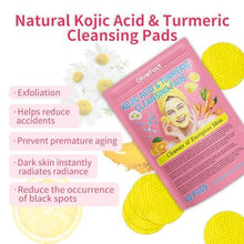 Load image into Gallery viewer, Turmeric Cleansing Pads, Kojic Acid &amp; Turmeric Cleansing Pads for Dark Spots, Turmeric Pads Infused Cotton Exfoliating Pads, Turmeric Kojic Pads for Face, Helps Balance Skin Oil.
