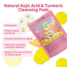 Load image into Gallery viewer, Turmeric Cleansing Pads, Kojic Acid &amp; Turmeric Cleansing Pads for Dark Spots, Turmeric Pads Infused Cotton Exfoliating Pads, Turmeric Kojic Pads for Face, Helps Balance Skin Oil.
