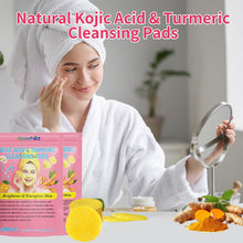 Load image into Gallery viewer, Turmeric Cleansing Pads, Kojic Acid &amp; Turmeric Cleansing Pads for Dark Spots, Turmeric Pads Infused Cotton Exfoliating Pads, Turmeric Kojic Pads for Face, Helps Balance Skin Oil.
