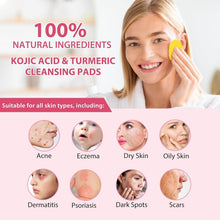 Load image into Gallery viewer, Turmeric Cleansing Pads, Kojic Acid &amp; Turmeric Cleansing Pads for Dark Spots, Turmeric Pads Infused Cotton Exfoliating Pads, Turmeric Kojic Pads for Face, Helps Balance Skin Oil.
