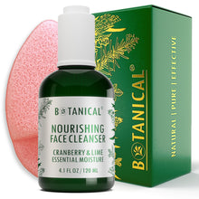 Load image into Gallery viewer, Botanical Nourishing Face Cleanser | Complexion Brightening Cranberry &amp; Lime | Organic, Pure, Natural Skincare (4.1 fl oz | 120 ml).
