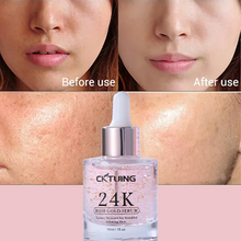 Load image into Gallery viewer, 24K Rose Gold Serum for Face – Anti-Aging + Radiance Booster with Gold Flakes, Rose Extract, Hyaluronic Acid, Niacinamide &amp; Vitamin C – Brightening, Hydrating &amp; Skin Tightening – 1 oz (30ml)

