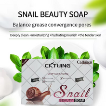Load image into Gallery viewer, Cktuing Snail Essence Soap Bar – Collagen &amp; Mucin Face Cleansing Soap for Wrinkle Removal, Acne Scar Treatment &amp; Anti-Aging – Hydrating Facial Bar for Smooth, Clear Skin – 100g
