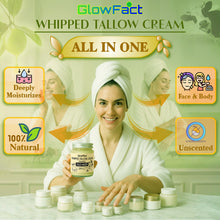 Load image into Gallery viewer, 100% Grass Fed-Grass Finished Tallow Cream for Face &amp; Body - Grass Fed Beef Tallow for Skin 4 oz - Organic Grass-Fed Tallow, Unscented Whipped Tallow Moisturizer Cream for All Skin Types
