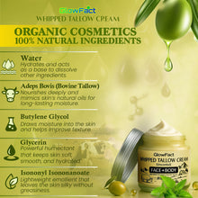 Load image into Gallery viewer, 100% Grass Fed-Grass Finished Tallow Cream for Face &amp; Body - Grass Fed Beef Tallow for Skin 4 oz - Organic Grass-Fed Tallow, Unscented Whipped Tallow Moisturizer Cream for All Skin Types
