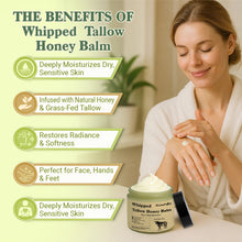 Load image into Gallery viewer, Beef Tallow Honey Balm | Grass Fed Whipped Beef Tallow With Honey Face &amp; Body Moisturizer 2 oz | Deeply Moisturizing for Face &amp; Body | Organic Grass-Fed Tallow, Unscented Whipped Tallow Balm
