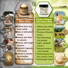Load image into Gallery viewer, Beef Tallow Honey Balm | Grass Fed Whipped Beef Tallow With Honey Face &amp; Body Moisturizer 2 oz | Deeply Moisturizing for Face &amp; Body | Organic Grass-Fed Tallow, Unscented Whipped Tallow Balm
